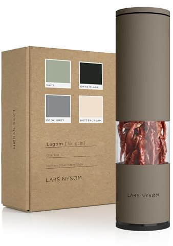 LARS NYSØM Chilimühle mit Edelstahl Schneideblatt I Premium Chili Cutter I Designer Gewürzmühle (Taupe Brown)
