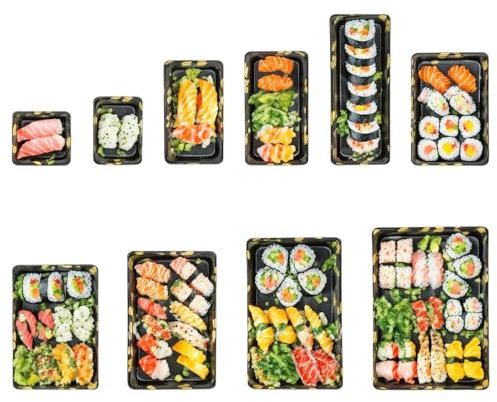 50 Uds Bandejas Reutilizables para Sushi,Envases de Plástico para Comida,Dulces,y Bocadillos,Juego de Bandejas Rectangulares para Sandwiches,Catering,Banquetes,Bodas,Cumpleaños,Baby Shower y Fiesta