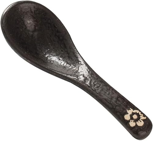 Cucharas de sopa chinas, cucharas de sopa Juego de cucharas de sopa de cerámica Cuchara de ramen Cuchara de postre 10 piezas Cuchara de comida japonesa y coreana Longitud 5,5 pulgadas Cucharas de mesa