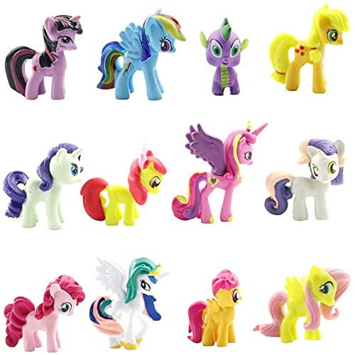 ADQPPUHR 12PCS Unicorn Mini Figures, Unicorn Cake Toppers Cake Decoration, Mini Unicorn Figures Set for Boys Girls Birthday Party Babay Showers Celebration Supplies