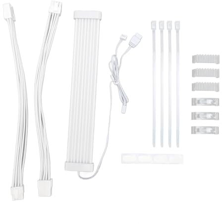 ARGB Extension Sleeved Cable Kit, Computer Motherboard Graphics Card Illuminated Power Supply Cable Decoration, RGB LED Strip, 5V 3Pin Sync, PSU Cable