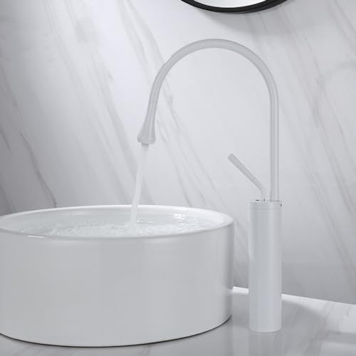 Messing gebürstet Tropfen Stil Waschbecken Wasserhahn Bad Armaturen Kalt Mischbatterie 360 Schwenkbar Wasserfall Armaturen Art Crane,Weiß Hoch