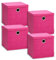 Storanda | 4er Set Aufbewahrungsbox 34x34x33 cm mit Deckel | Extra Große Griffe | Stabil & Faltbar | Regalbox für Würfelregal | Ideal für Zuhause & Kinderzimmer | Pink