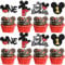 Xsstarmi 24 Pack My 1st Birthday Mouse Inspired Cupcake Toppers, Black and Red Mini One Cupcake Picks Decorations for Baby Shower Kids First Birthday Party Cake Decorations