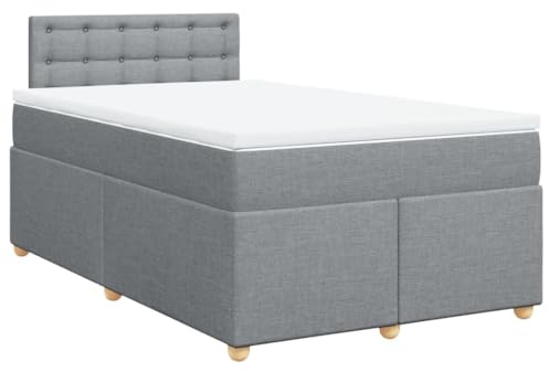 vidaXL Boxspringbett mit Matratze Hellgrau 120x190 cm Stoff