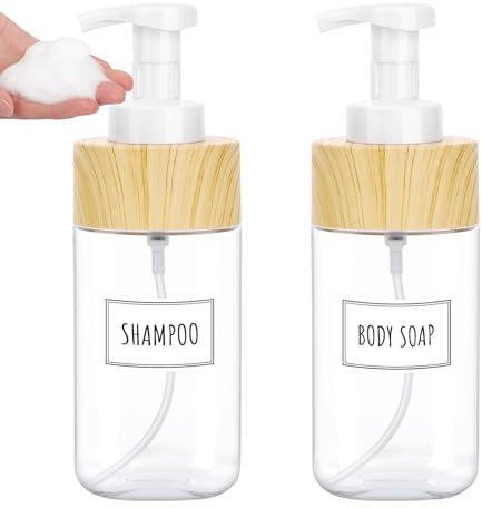 Segbeauty Dispenser Schiuma, 2 Pezzi 500ml Dispenser Sapone Doccia, Dosatore Sapone Plastica con Etichetta, Erogatore Liquido Trasparente, per Bagno Cucina