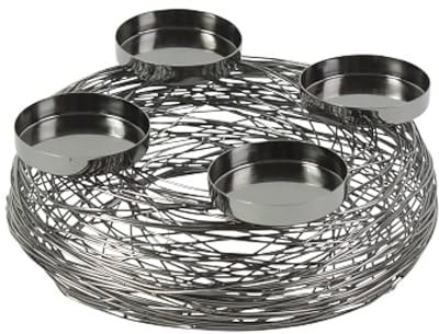MACOSA WV50758 Adventskranz Schwarz Metall 28 cm modern Elegantes Adventsgesteck 4 Kerzenhalter Tisch-Dekoration Advent Weihnachtsdeko Metallkranz Drahtkranz