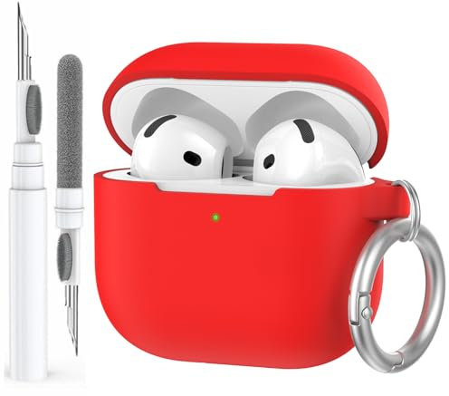 AhaStyle Coque AirPods 4 (2024) avec Kit Nettoyage Silicone Étui Protection pour AirPods 4ème Génération Anti-Rayures Housse pour Apple AirPods 4 Supportant Recharge USB-C et Recharge sans Fil