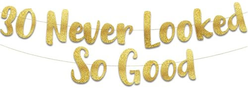 Blinkendes Banner Banner zum 30 Jahrestag 30 Geburtstag Party Banner Glitzer-Banner Geburtstags-Dekoration Gold