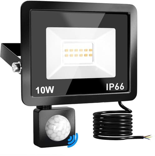 Led Strahler Mit Bewegungsmelder 10W LED Fluter,IP66 wasserdicht 2200LM Außenstrahler 6000K Kaltweiß Scheinwerfer, ideal für Garten Lagerhaus Spielplatz Haus Hof