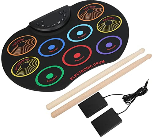 Schlagzeug-Set, Elektronisches Schlagzeug-Set, Tragbar, Farbig, Handgerollt, für Anfänger, Erwachsene, Regenbogenfarben