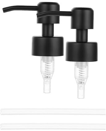 2 Stück Pumphead für Flaschen, Seifenspender Pumpkopf, Pumpspender Edelstahl, Seifenspender Ersatzpumpe, Pumphead für Lotionen, Conditioner, Flüssigseifen, Shampoos, für 28 mm Gewinde Flasche(Schwarz)