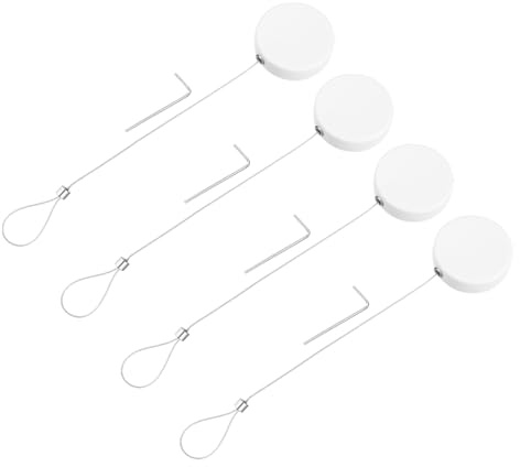sourcing map 3.3ft Retractable Cable Lock with Latch Remote Control Security Lock with Adjustable Cord Tether Anti Theft for Laptop, TV, 150 G, White, 4 Pack