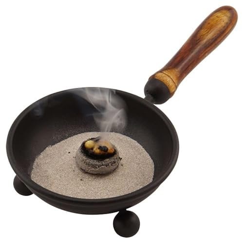 Räucherpfanne schwarz mit Holzgriff – Räuchergefäß für Hausreinigung & Energetik – inkl. Räucheranleitung – 26 cm