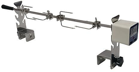 Kit de rôtissoire universel pour camping en plein air, barbecue, installation rapide, grille à broche avec trois hauteurs réglables, longueur réglable, moteur robuste et fourchette à poulet,