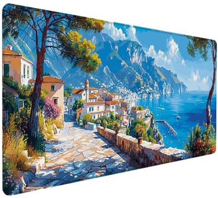 Paisaje Alfombrilla Ratón XXL 700x300 mm, Impermeable Antideslizante Mouse Pad Azul Diseño de Borde Cosido Alfombrilla Escritorio para Teclado Gaming Accesorios Escritorio PC, Regalos de Hombre I-2