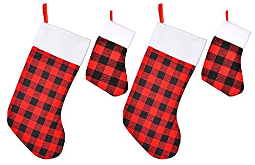 LfrXtra 4pcs Weihnachtsstrümpfe Schwarz Weiß Rote Weihnachts Strumpfkamin Hängenden Strümpfe Für Familienurlaubsfeier