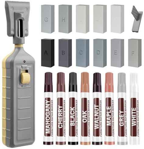 Laminat Vinyl Reparaturset,11 Farben Hartwachs und 8 Farben Holzmarker mit Schmelzwerkzeug, Möbel Holzreparatur Set für Vinylboden, Linoleumbodenbelag, laminatboden Flecken, Löcher, Kratzer, Risse