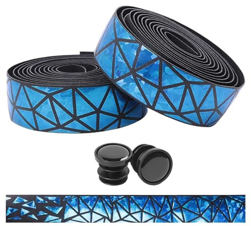 Rubans de Guidon de Vélo en PU EVA, Couleurs Vives et Dégradées, avec Bouchons, Auto-adhésifs, pour Vélo de Route et de Montagne, Multicolores(Blue)