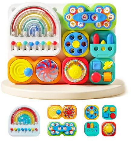 auby Busy Board 3.0 Sensoriel Détachable 1-6 Ans : 7 Outils Portables Motricité Fine - Jeu Éducatif Assemblage Montessori