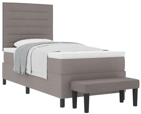 vidaXL Boxspringbett mit Matratze & Bank Taupe 90X190 cm Stoff Modernes Design Bequeme Unterstützung Einfache Montage Ideal für Schlafzimmermöbel Schoner Schaumtopper Taschen Topper Bezug