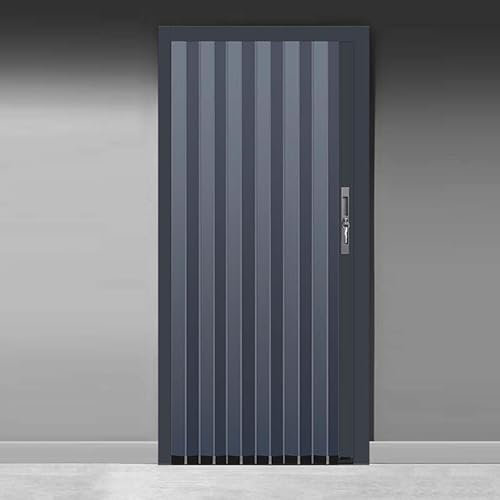 Puertas de acordeón plisadas con cerradura, puertas interiores de acordeón que ahorran espacio, puertas de armario plegables y puertas corredizas interiores.,Grey-38x80in(96x203cm)