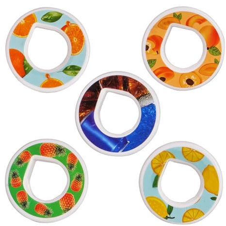 HATLU 5 Pcs Flavour Pods Pack fo Bottle, Water Flavour Pod accesorios de fragancia para botella de agua, cápsulas de taza de agua,con 5 sabores sin azúcar Naranja, Cola, Melocotón, Limón, Piña
