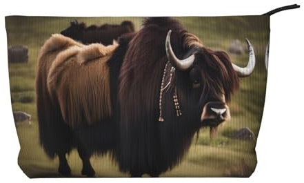 Mighty Highland Yak Modische Cord-Kosmetiktasche, Reißverschluss, geeignet für Reisen, Camping und den täglichen Gebrauch