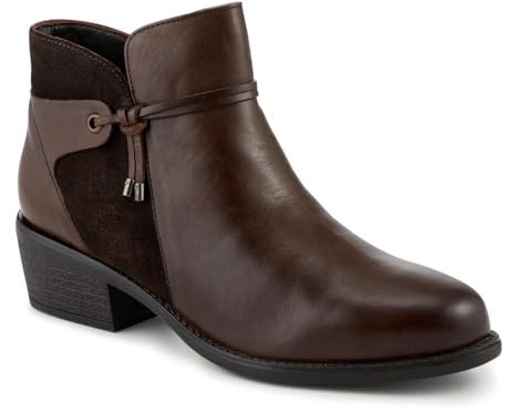 Pavers Wide Fit Leather Tasselled Block Heel Ankle Boots - Brown Size 9