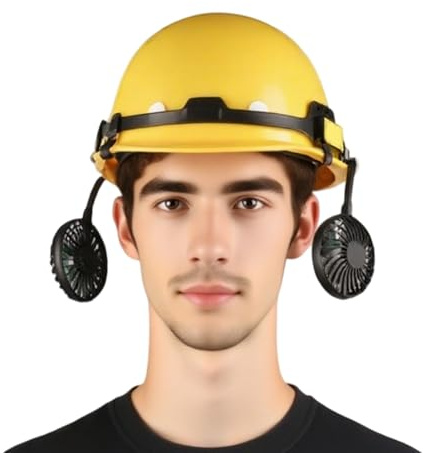 Helm-Fan-Kit – Schutzhelm mit Ventilator, belüfteter Bauhelm, wiederaufladbare Ventilatoren, Sonnenschutzkühlung, Arbeitshelme, harte Kappen für Bauarbeiten, Industrie, Baustellen, Zuhause