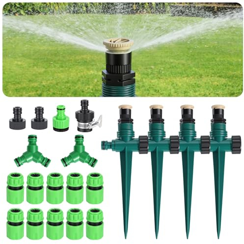 Aspersor de Césped Ajustable 90°/180°/360° Riego de Jardín Juego de Riego Automático Incluye Varios Accesorios El jardín Usted