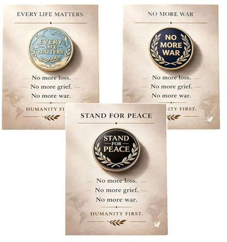 Abzeichen für die Befürwortung von Frieden und die Bekämpfung von Krieg, „Stand for Peace“-Anstecknadel aus Metall, Anti-Kriegs-Statement-Abzeichen mit Olivenzweig-Design, zur Dekoration (All)