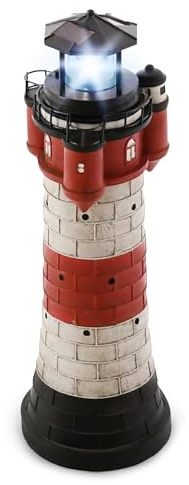 Raburg Solar Leuchtturm Roter Sand 50 cm, Licht rotierend Kaltweiß, Outdoor