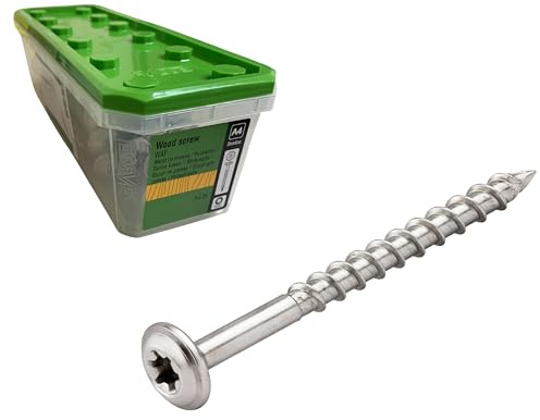ESSVE ESSBOX Lot de 50 vis de construction 6 x 70 mm en acier inoxydable A4 TX30 à tête plate C5 pour construction porteuse en bois, terrasse, façade, pergola, Torx, ESSBOX