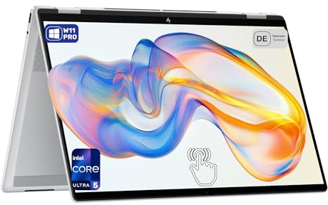 HP OmniBook X Flip 2-in-1 Laptop, Intel Core Ultra 5 226V, 16 2K Touchscreen (1920 x 1200), Intel Arc Graphics, 16 GB LPDDR5x RAM, 2 TB SSD, Deutsches Tastatur-Layout, Windows 11 Pro, Silber