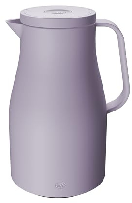alfi NEO Isolierkanne 1,00 l, 12 h heiß, Hartglaseinsatz, soft lilac | 24 h kalt, Drehverschluss mit Drucktaste, Thermoskanne für Kaffee & Tee, ergonomischer Griff, lila