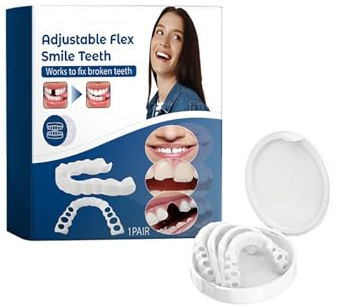 Prothèses Réglables à Clipser,Clip-On Pour Les Dents Du Haut Et Du Bas,Prothèses à Facettes Réglables,Cosmetic Temporary Teeth Dentures Prosthesis Artificial Veneers Teeth Top
