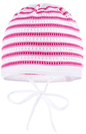 maximo Baby-Mädchen Strickmütze, Ringel Mütze, Mehrfarbig (Artikweiss-Rosa Nelke 123), 41