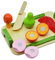 Mia's Spielzeug Schneidebrett Set mit 5 schneidbaren Früchten und Messer aus Holz - Obst schneiden mit Befestigungslaschen - Holzobst / Holzspielzeug / zum Schneiden üben / teilbar