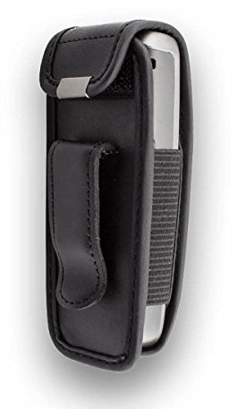 caseroxx Leather-Case with belt clip compatible with Nokia 2610/2626 made from genuine leather, Pouch with belt clip and viewing window in black