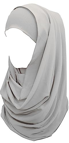 Lina & Lily Bubble Crepe Chiffon Damen Muslim Hijab Kopftuch Schal Turban, Stoff Leicht Undurchsichtig (Silber)