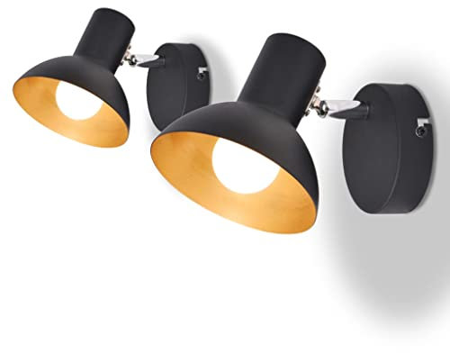 vidaXL 2x Wandleuchte Schwarz Golden Wandstrahler Wandlampe Wandspot Flurlampe