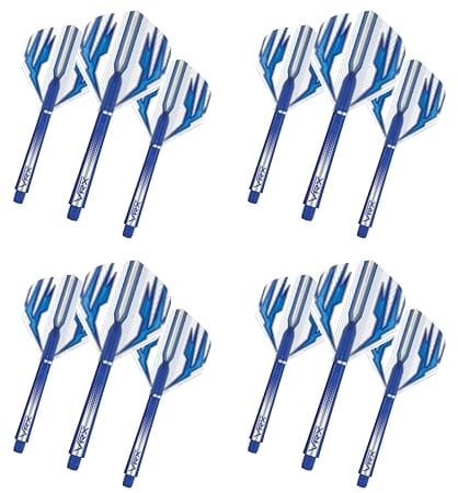 RED DRAGON Dart Flight & Stems Combo Bleu - 4 séries de Vols Standard et 4 séries Moyen VRX Stems par Paquet