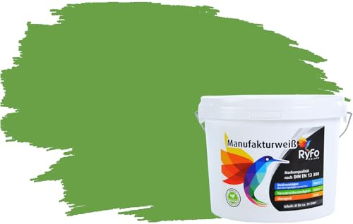 RyFo Colors Bunte Wandfarbe Manufakturweiß Schilfgrün 3l - weitere Grün Farbtöne und Größen erhältlich, Deckkraft Klasse 1, Nassabrieb Klasse 1