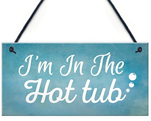 Red Ocean I'm In The Hot Tub Garden Shed Jaccuzi Pool Wooden Heart Novelty Friendship Sign Gift