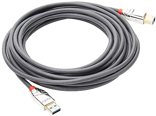 Lindy 5m USB B 3.0 Cable, USB-A Male to USB-B 3.0 Male Type B, Monitor, for External Hard Drive, Scanner, Printer, Cromo Line
