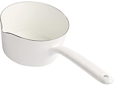 Baoblaze 1.2L Kleine Emaille Stiel/Stieltopf Milchtopf Küche Geschirr für Kaffee, Butter, Milch, Tee, Weiß