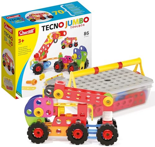Quercetti - Tecno Jumbo Toolbox - Konstruktionsspielzeug, Fahrzeugspiel