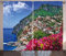 ABAKUHAUS Italia Tende, Positano Amalfi Napoli, Casa Arredamento Elemento Distintivo Due Pannelli Set, 280 x 225 cm, Rosa Verde Blu