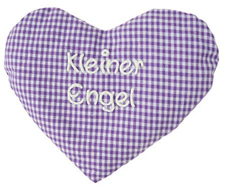 Herzkissen mit Spruch für Babys Wärmekissen mit Rapssamen Rapskissen mit Spruch Körnerkissen Personalisiertes Kissen zum wärmen, Größe: ca.15x17cm (Lila Kleiner Engel)